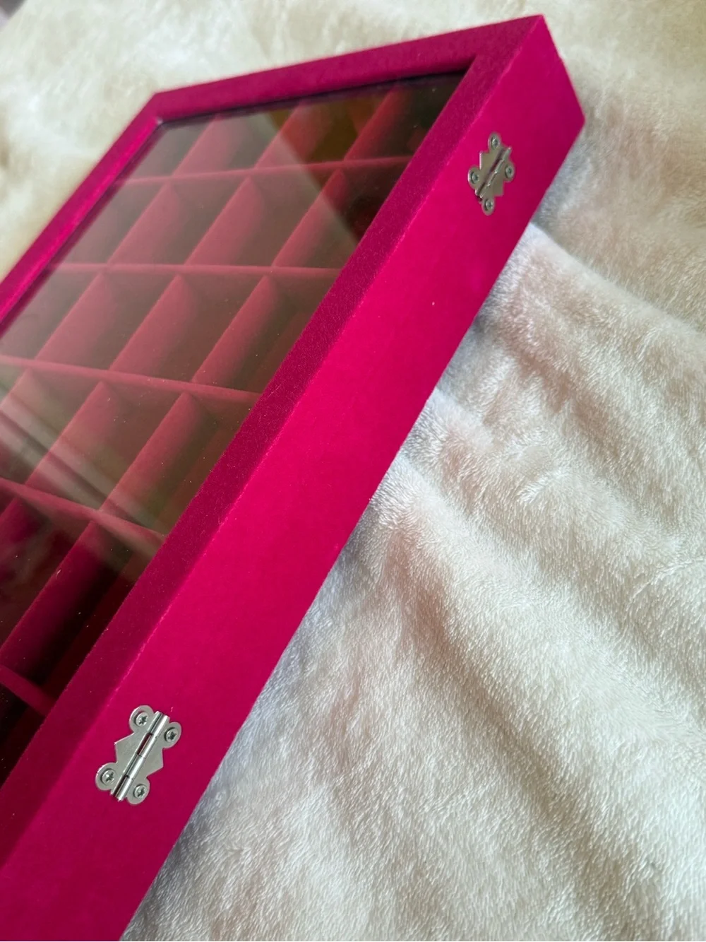 Velvet Jewelry Storage Box in Fuchsia